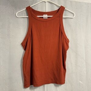 Rust Sleeveless Ribbed Top